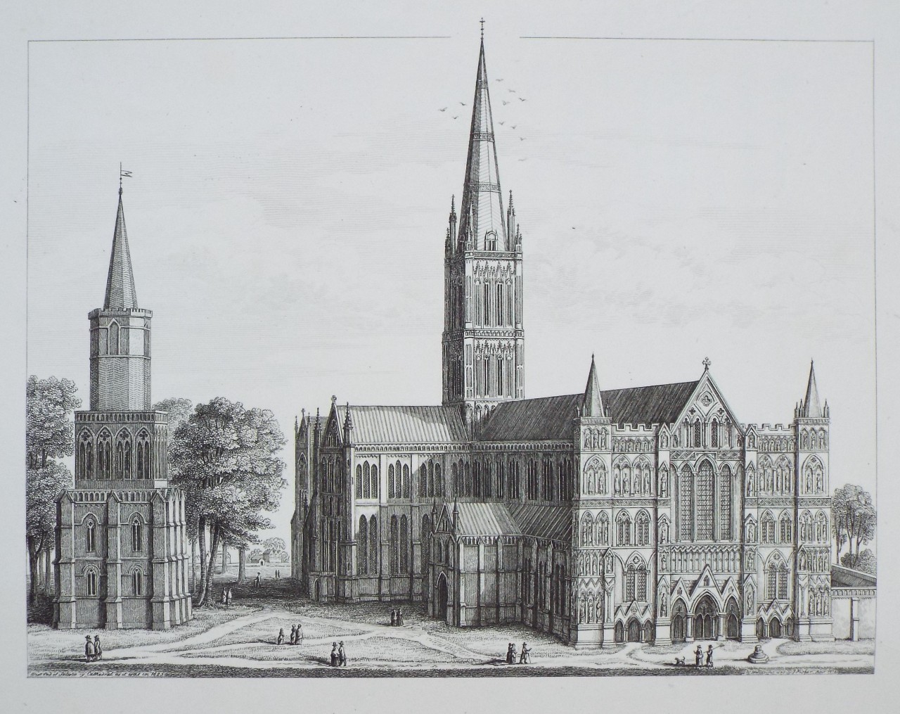 Print - West End of Salisbury Cathedral, Restored