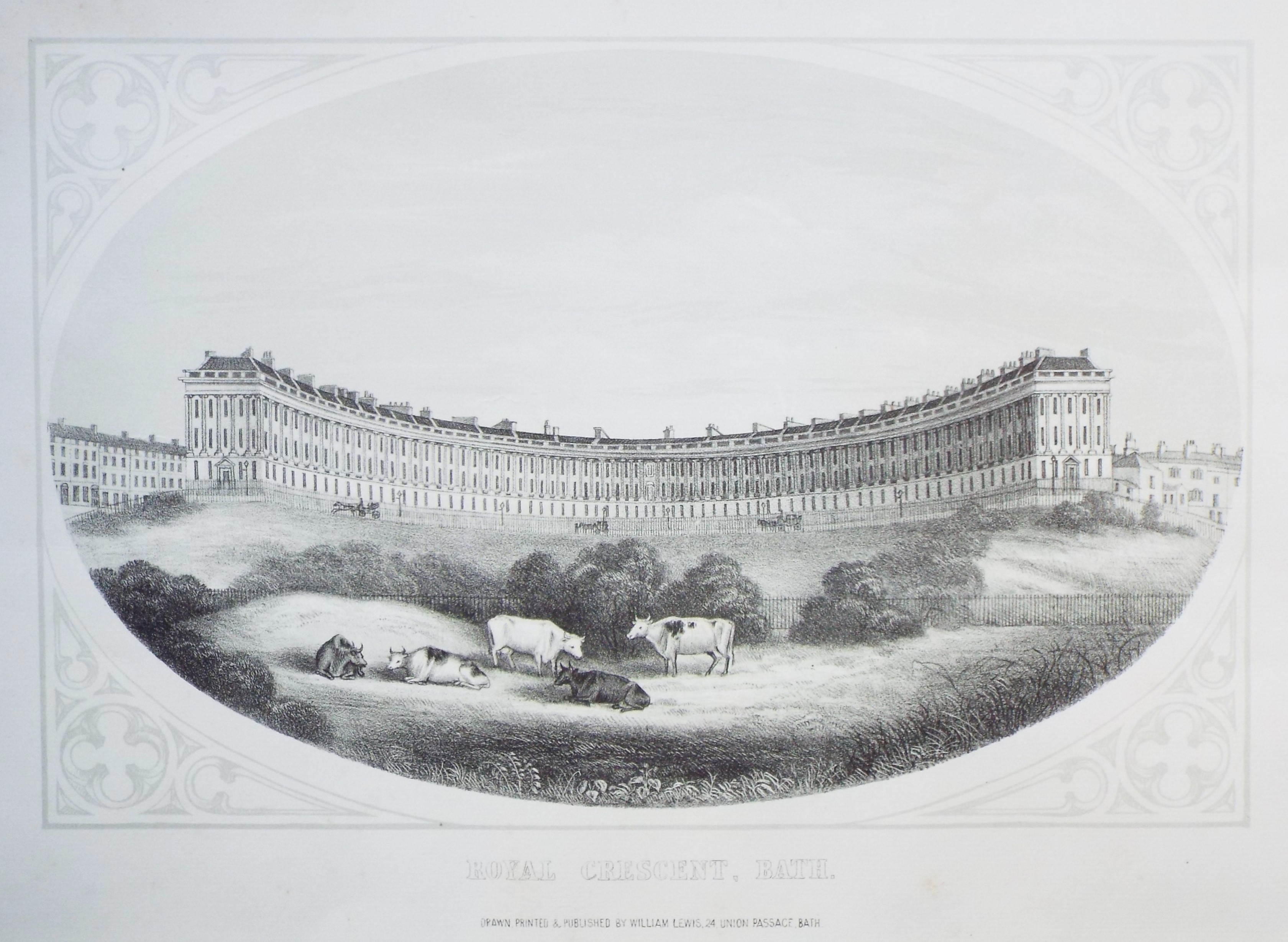 Lithograph - Royal Crescent, Bath. - Lewis