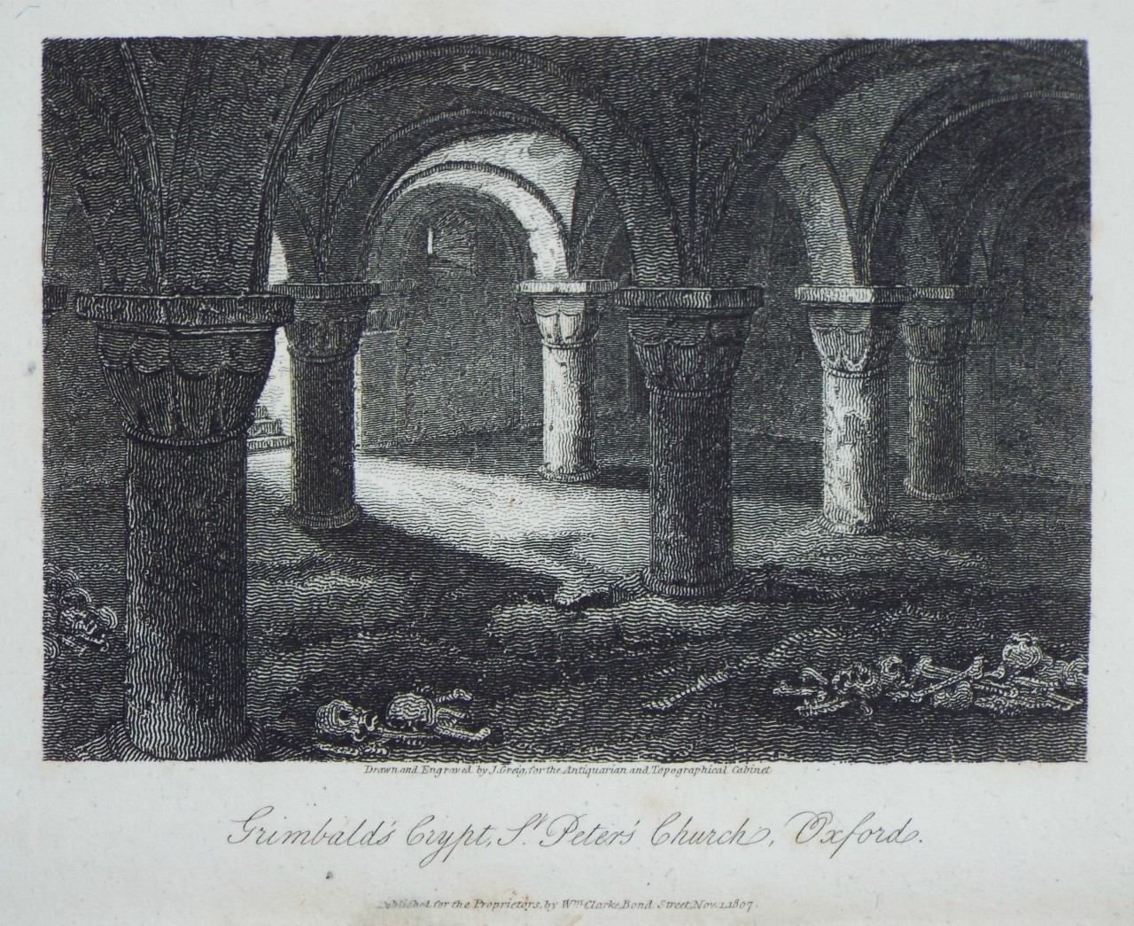 Print - Gumbald's Crypt, St. Peter's Church, Oxford. - Greig