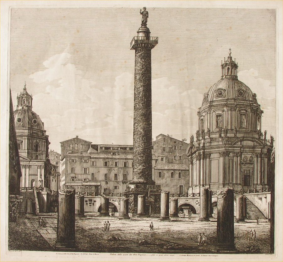 Etching - Veduta dello scavo del Foro Trajano - fatto in questa ultimi tempi - Rossini