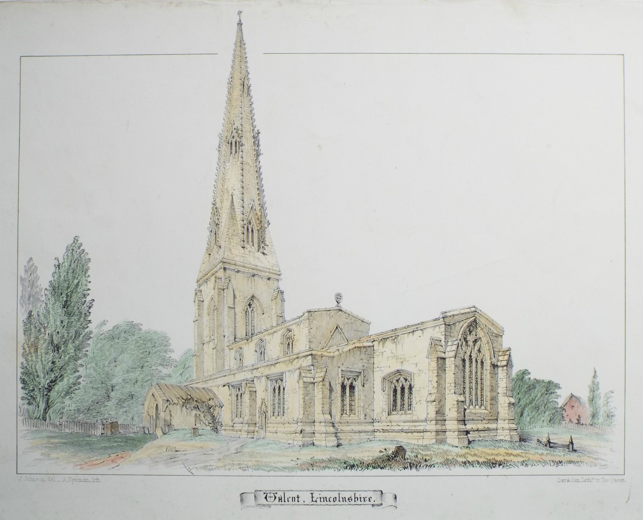 Lithograph - Walcot, Lincolnshire. - Newman