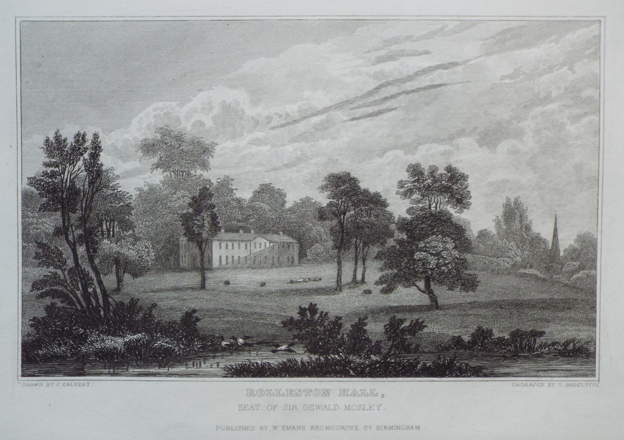 Print - Rolleston Hall, Seat of Sir Oswald Mosley. - Radclyffe