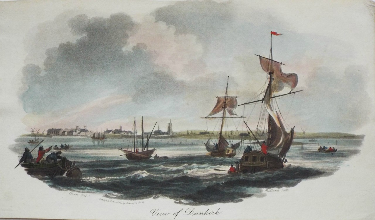 Aquatint - View of Dunkirk. - Medland