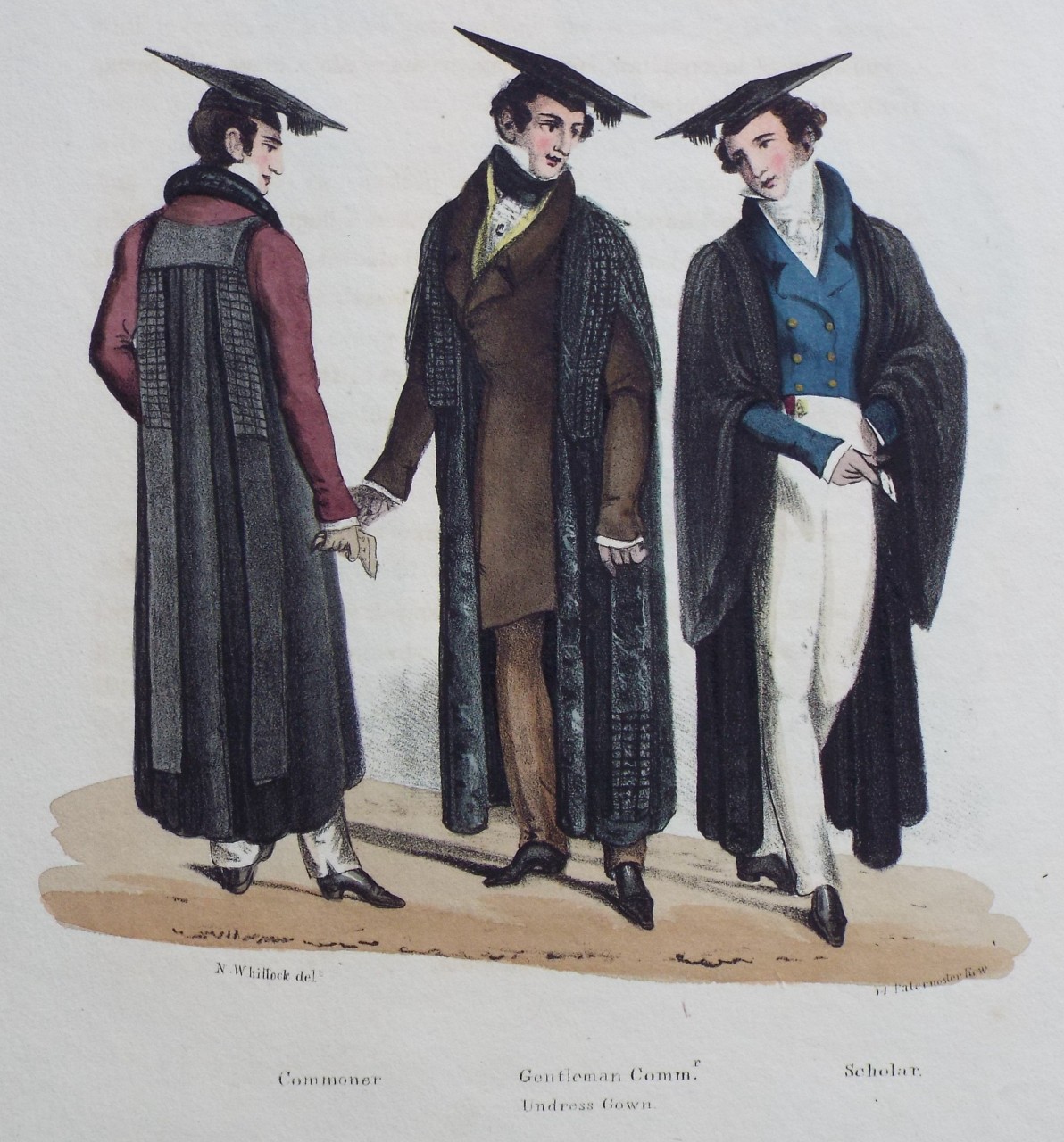 Lithograph - Commoner. Gentleman Commr. Undress Gown. Scholar.