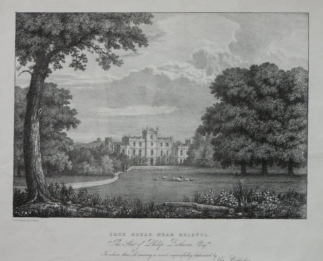 Lithograph - Cote House, Near Bristol. The Seat of Philip Prothroe Esqr.