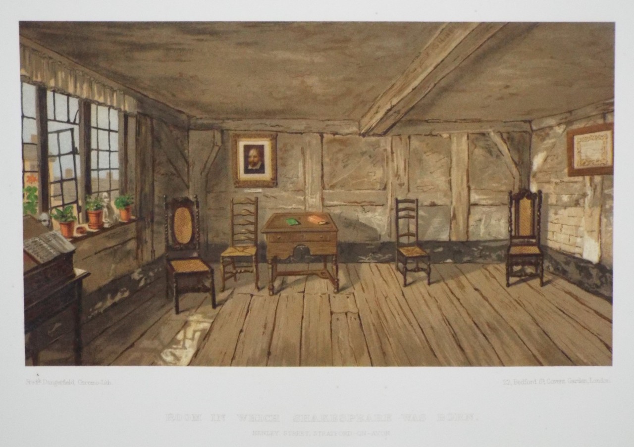 Chromo-lithograph - Room in which Shakespeare was Born. Henley Street Stratford-on-Avon