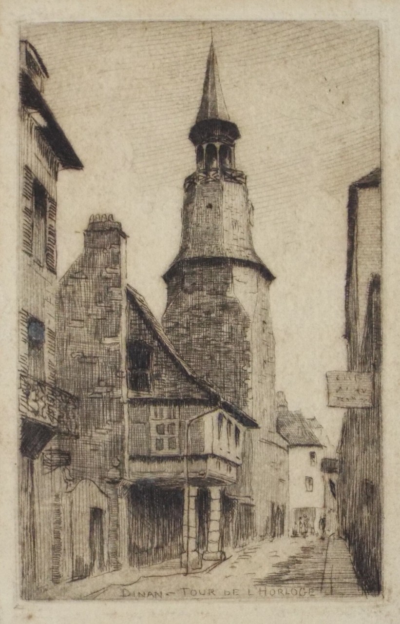 Etching - Dinan. Tour de l'Horloge