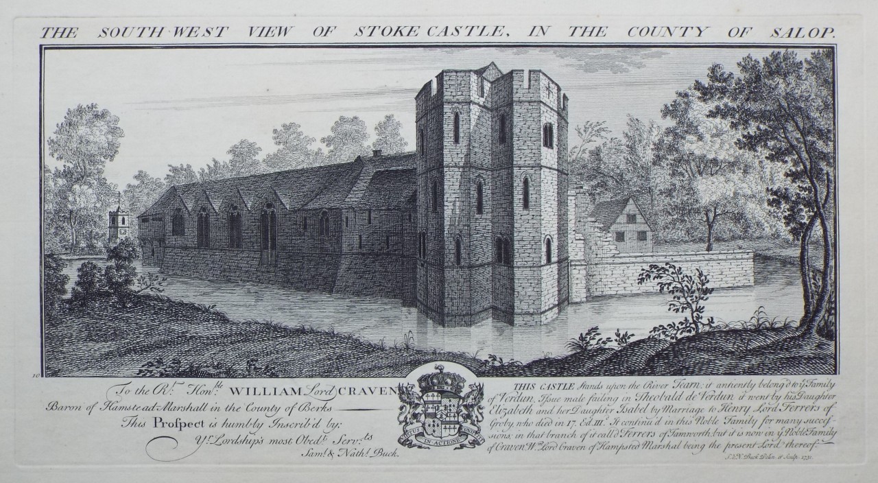 Print - The South West View of Stoke Castle, in the County of Salop. - Buck