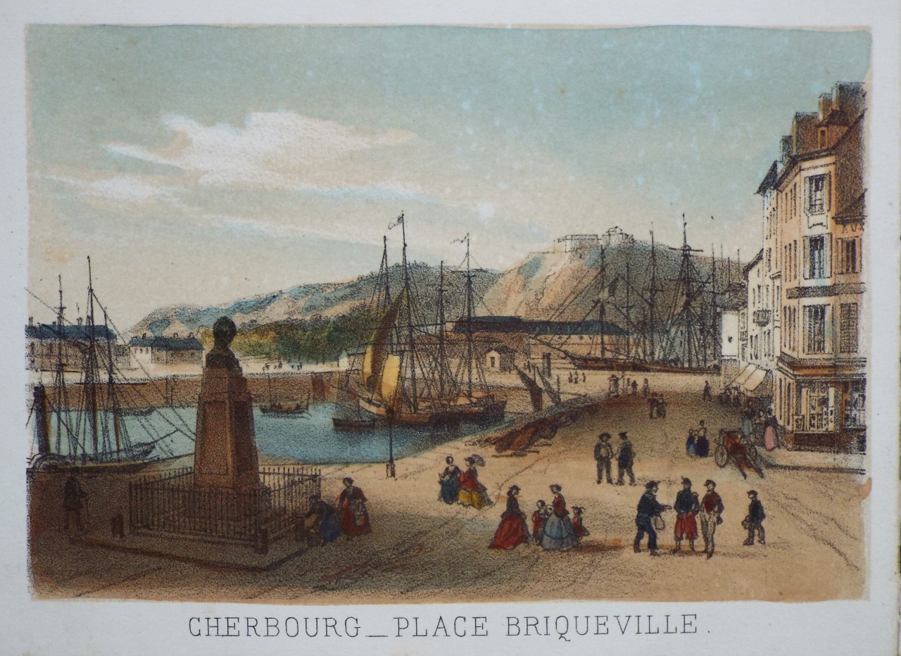 Lithograph - Cherbourg - Place Briqueville.