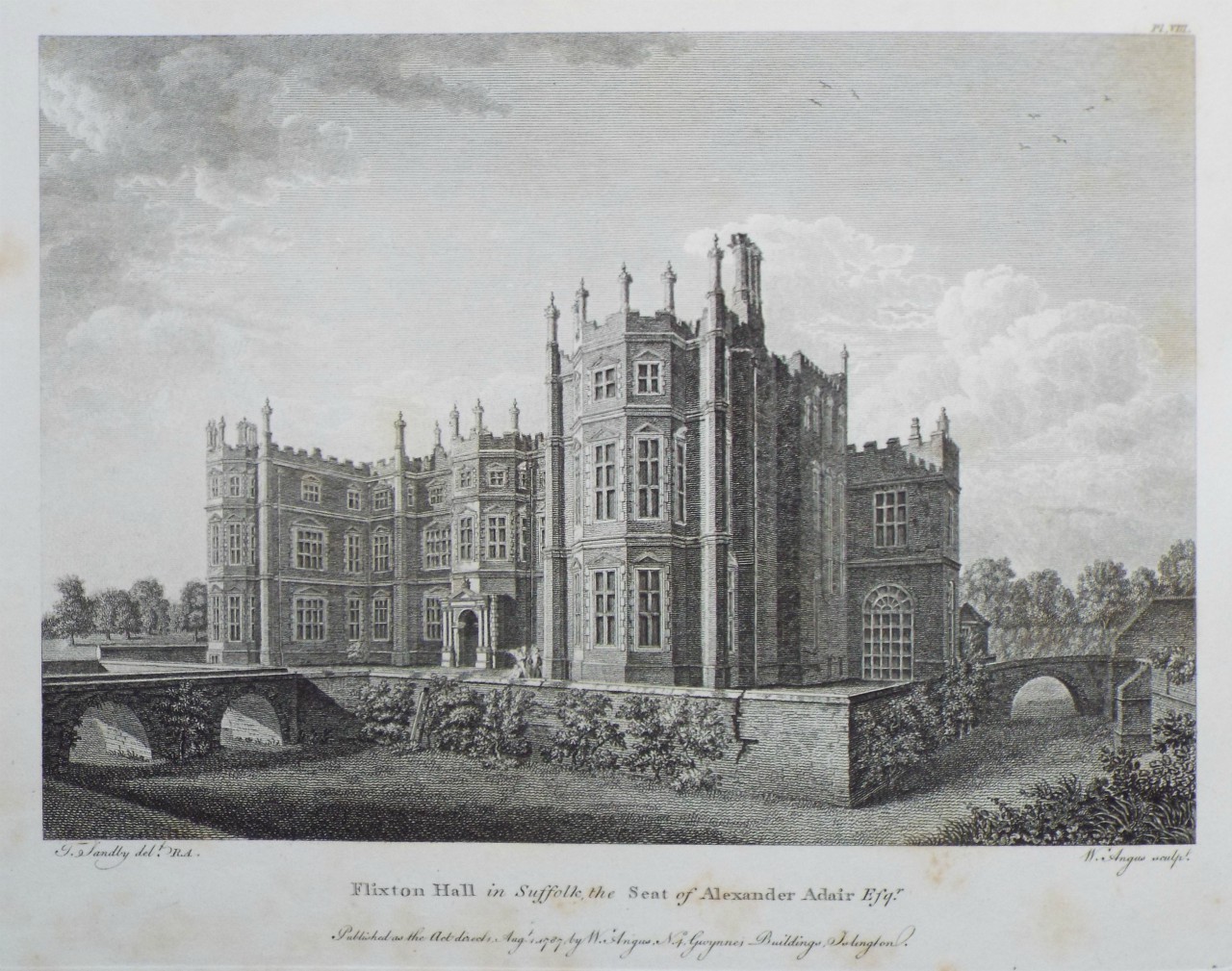 Print - Flixton Hall in Suffolk, the Seat of Alexander Adair Esqr. - Angus