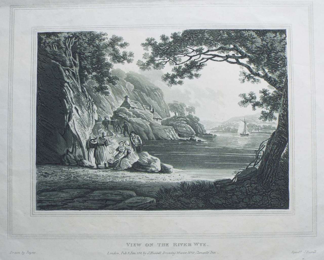 Aquatint - View on the River Wye. - Hassell