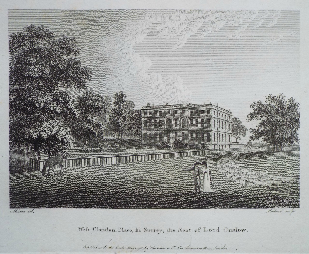 Print - West Clandon Place, in Surrey, the Seat of Lord Onslow. - 