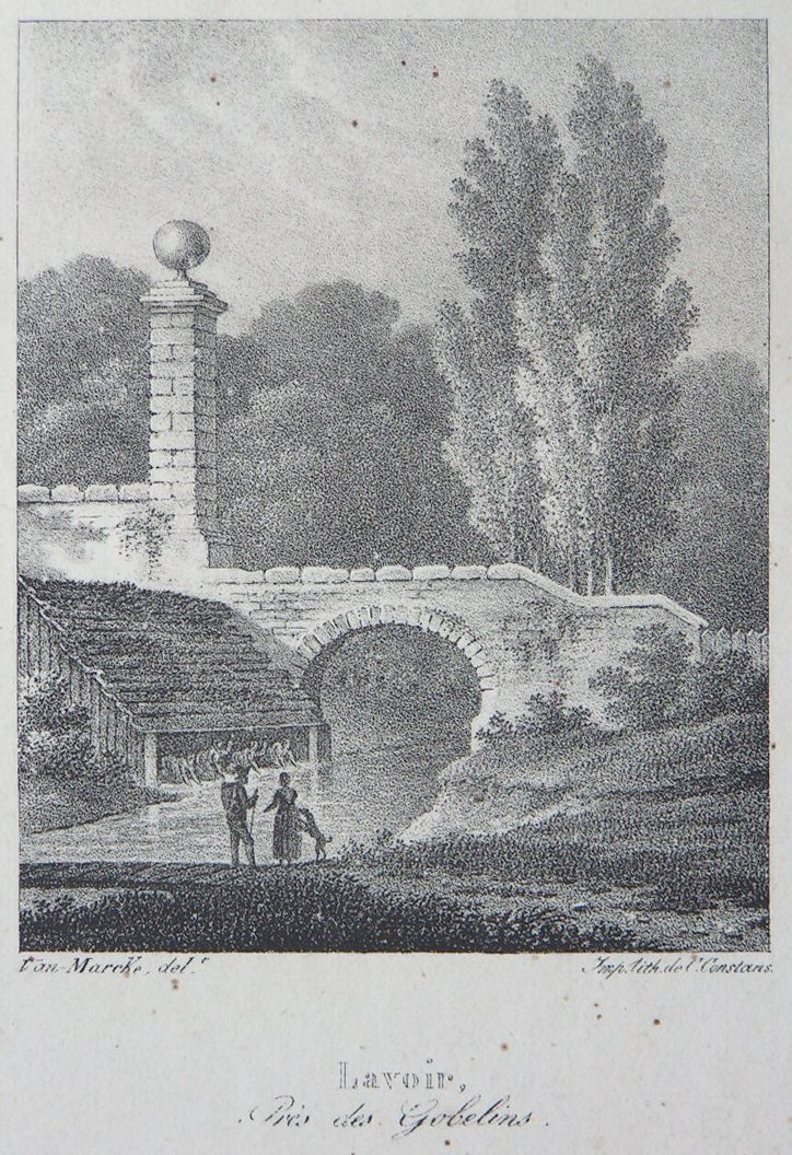 Lithograph - Lavoir, Pres des Gobelins - Constans