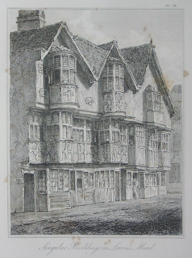 Etching - Singular Buildings in Lewin's Mead. - Skelton