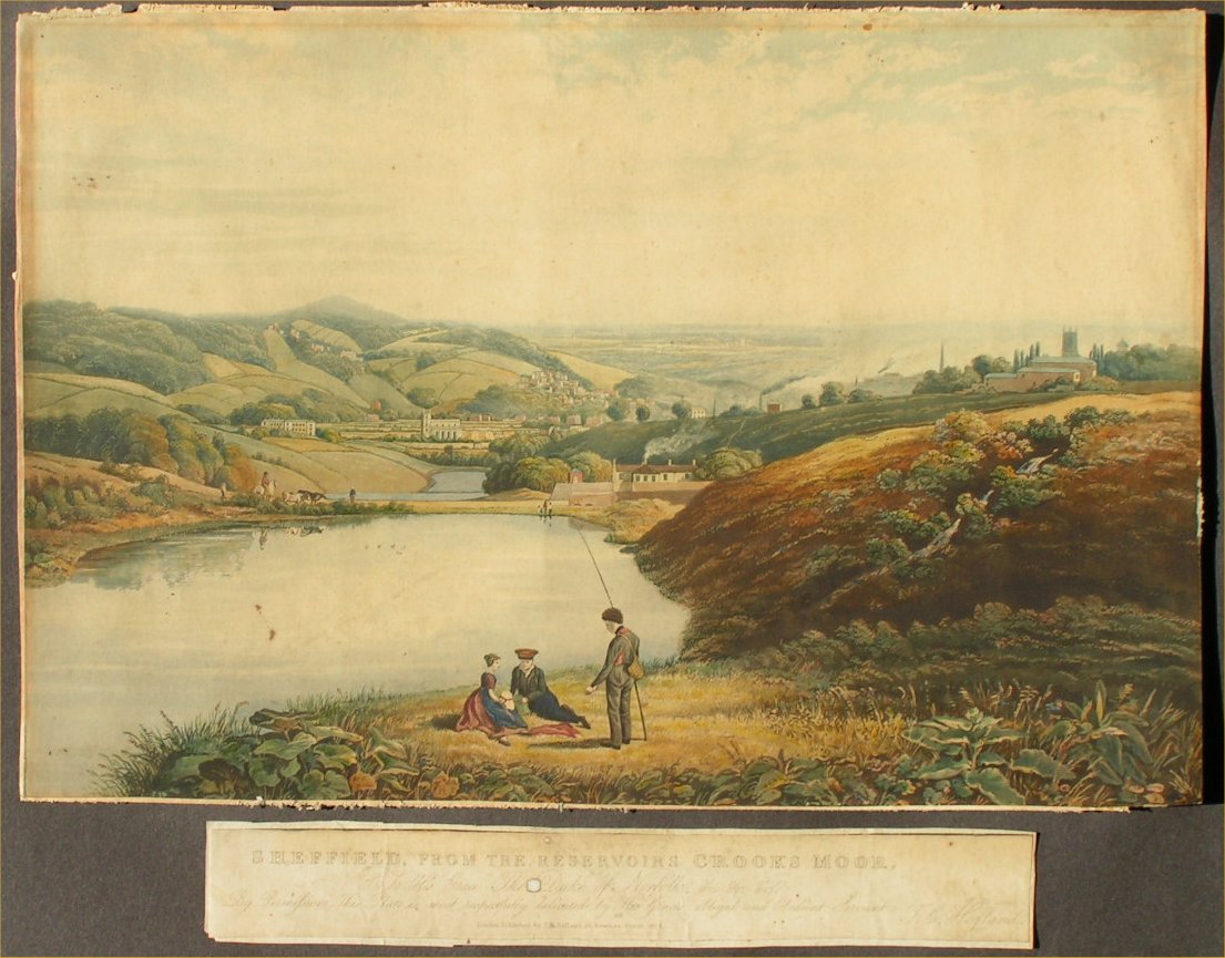 Aquatint - Sheffield from the Reservoirs, Crooks Moor - Lewis