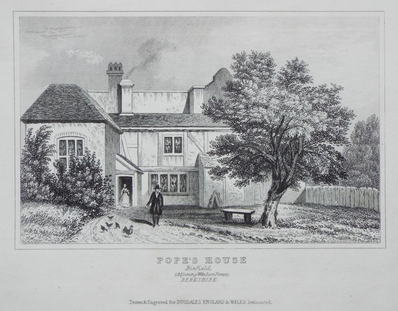 Print - Pope's House Binfield, (Adjoining Windsor Forest.) Berkshire.