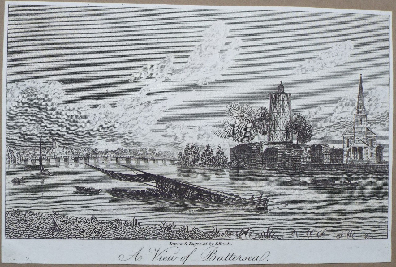 Print - A View of Battersea. - Rawle