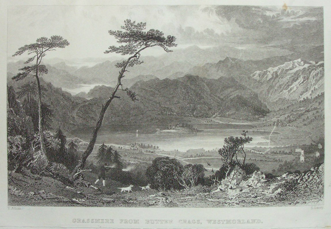 Print - Grassmere from Butter Crags, Westmorland. - Lacey