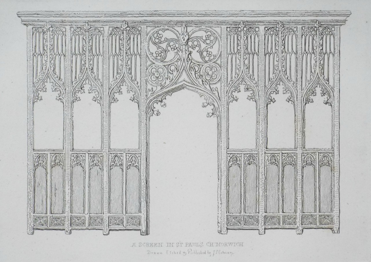 Etching - A Screen in St Pauls Ch Norwich - Cotman