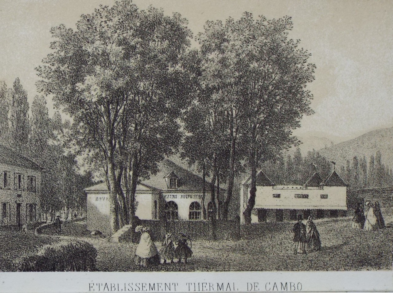 Lithograph - Etablissement Thermal de Cambo