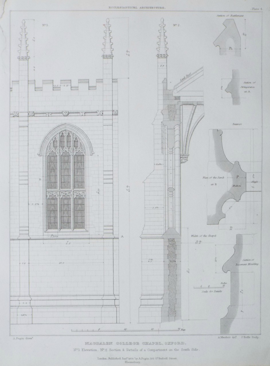 Print - Magdalen College Chapel, Oxford. - Roffe