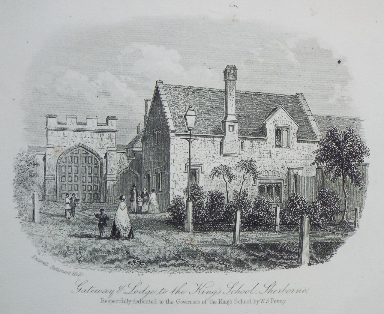 Steel Vignette - Gateway & Lodge to the King's School, Sherborne. - Penny