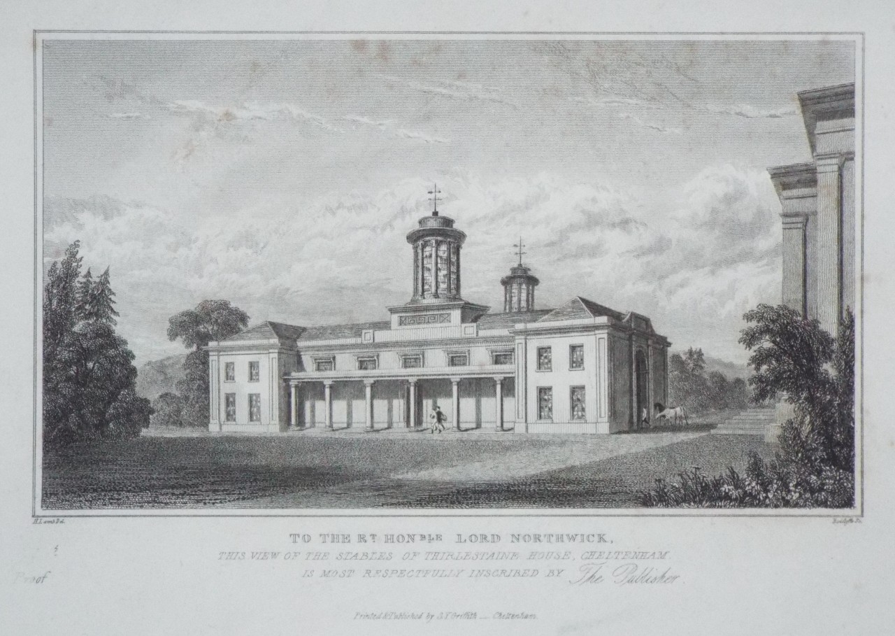 Print - To the Rt. Honble. Lord Northwick, this View of the Stables Thirlestaine House Cheltenham is most Respectfully Inscribed by the Publisher. - 