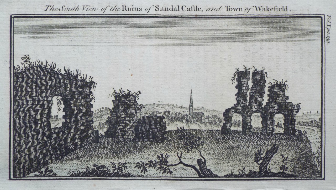 Print - The South View of the Ruins of Sandal Castle, and Town of Wakefield.