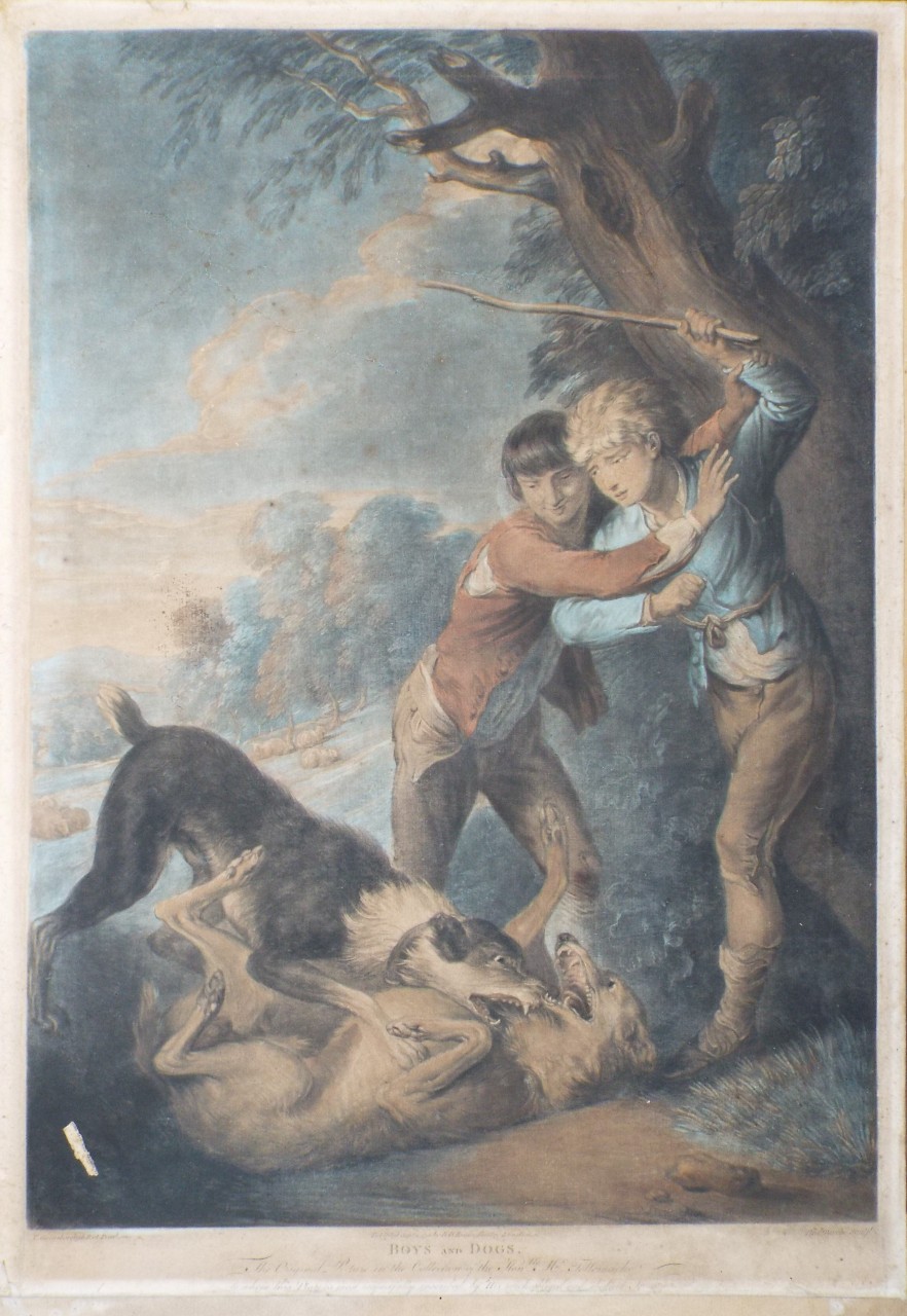 Mezzotint - Boys and Dogs - Dawe