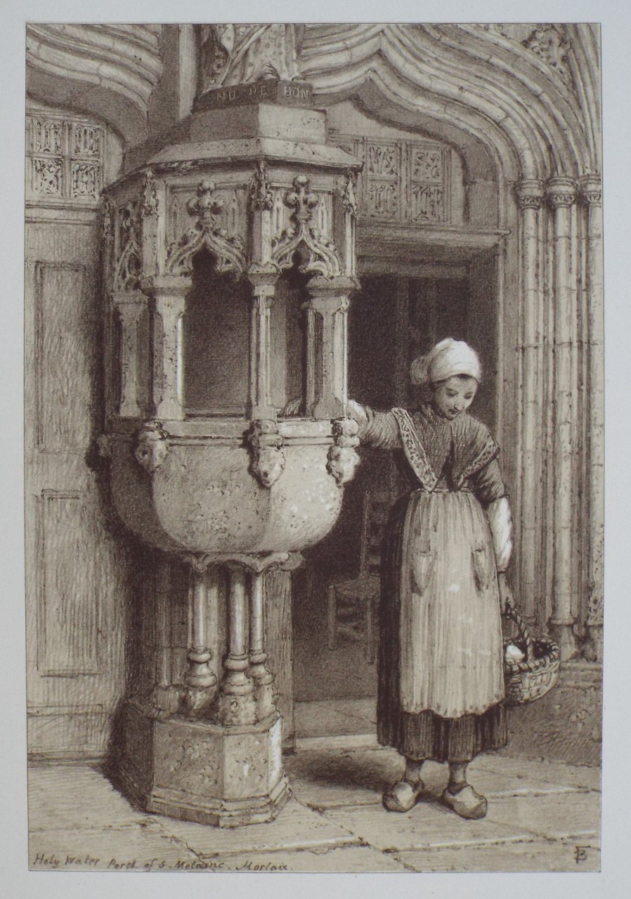 Lithograph - Holy Water. St. Melaine. Morlaix. - Foster
