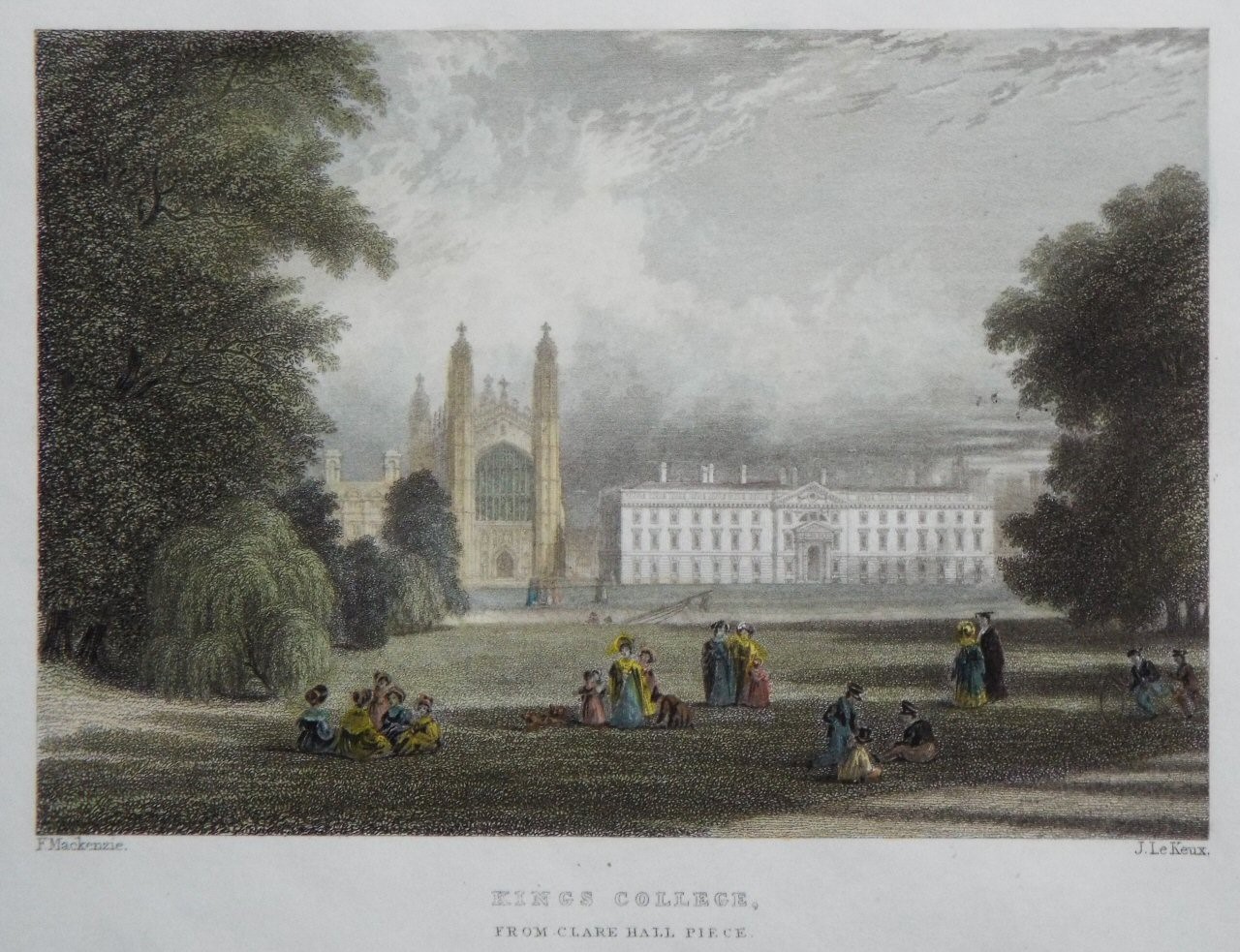 Print - Kings College, from Clare Hall Piece. - Le