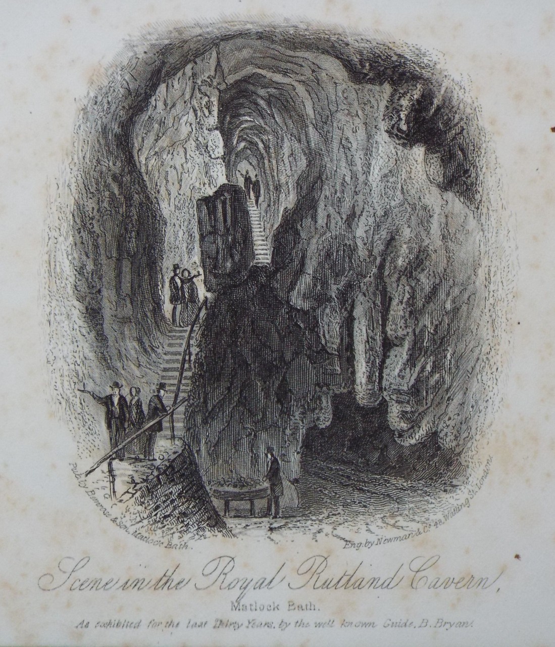 Steel Vignette - Scene in the Royal Rutland Cavern, Matlock Bath. As exhibited for the last Thirty Years, by the well known Guide, B. Bryan. - Newman