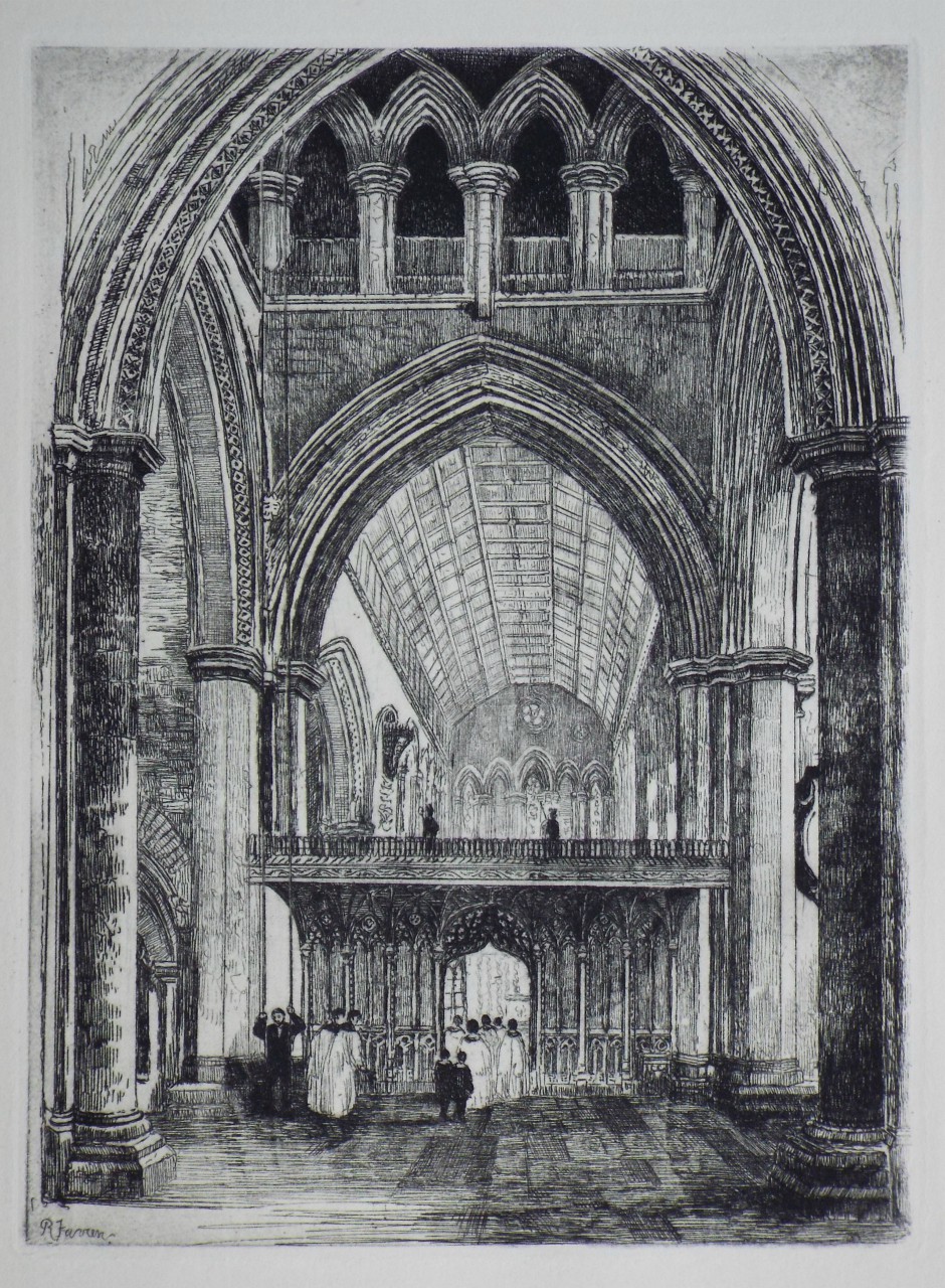 Etching - Jesus College, Interior of Chapel - Farren