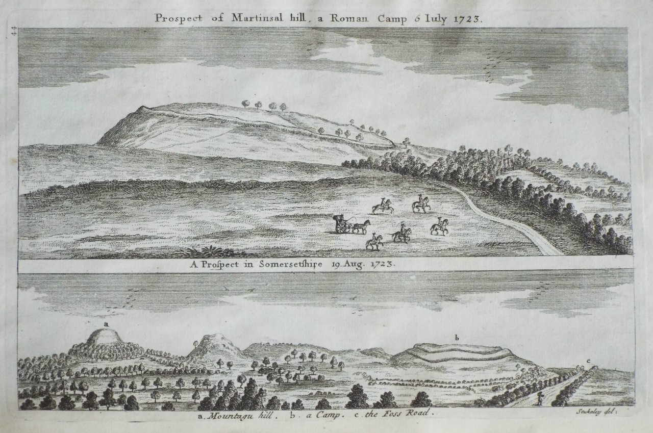 Print - Prospect of Martinsal hill, a Roman Camp 6 July 1723.
A Prospect in Somersetshire 19.Aug. 1723.