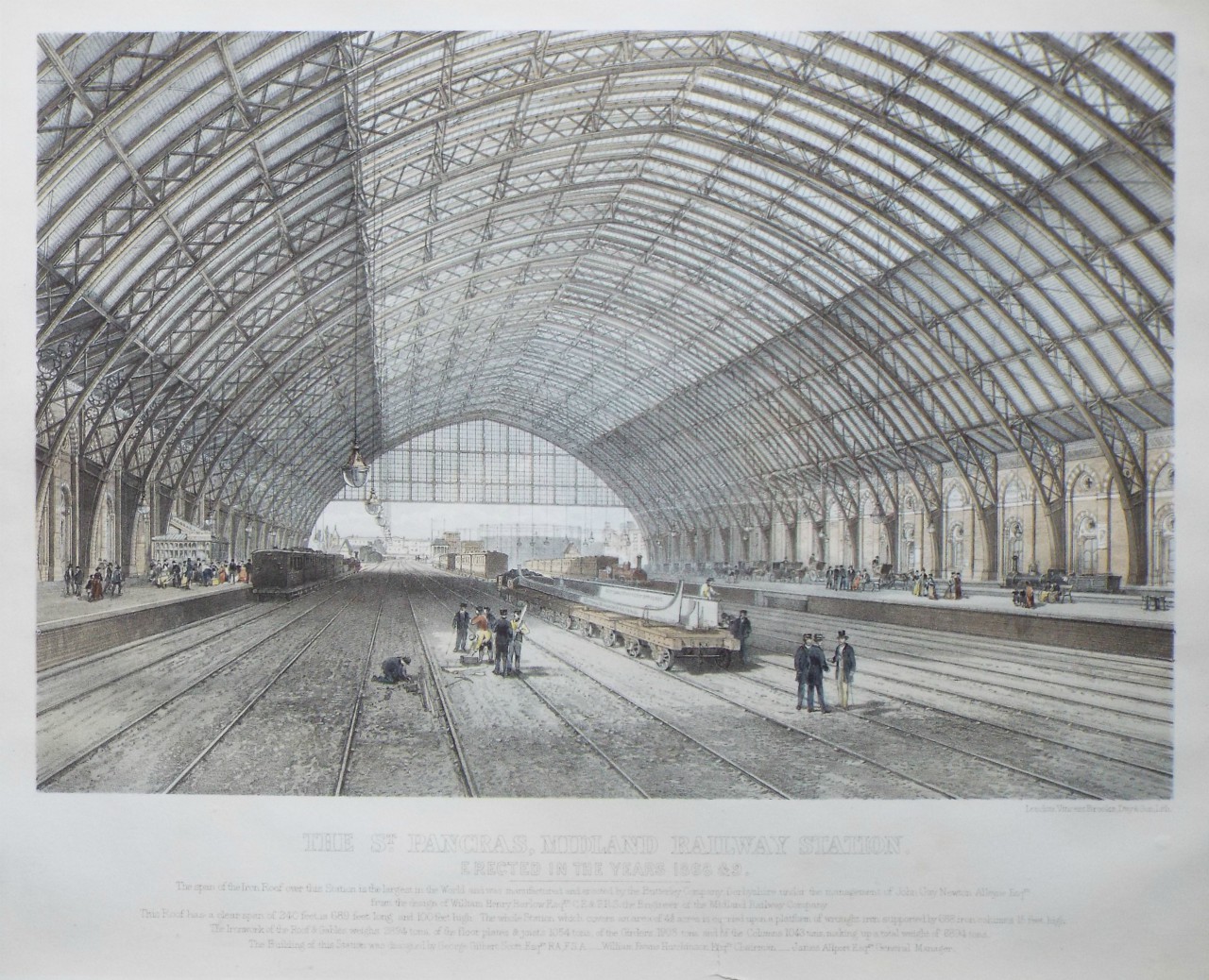 Lithograph - The St. Pancras Midland Railway Station Erected in the Years 1868 & 9.