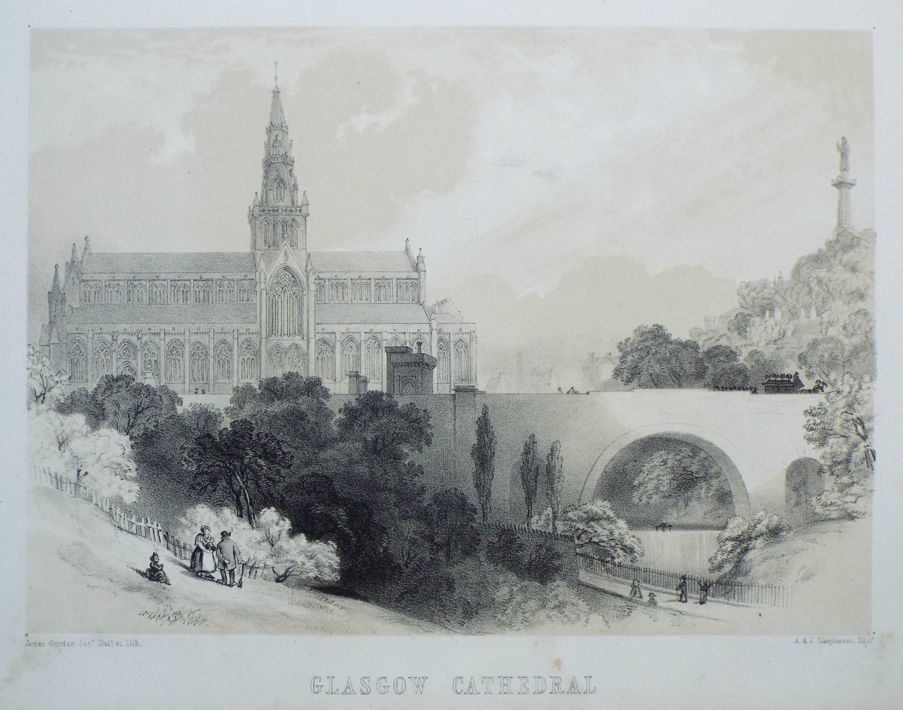 Lithograph - Glasgow Cathedral - Gordon