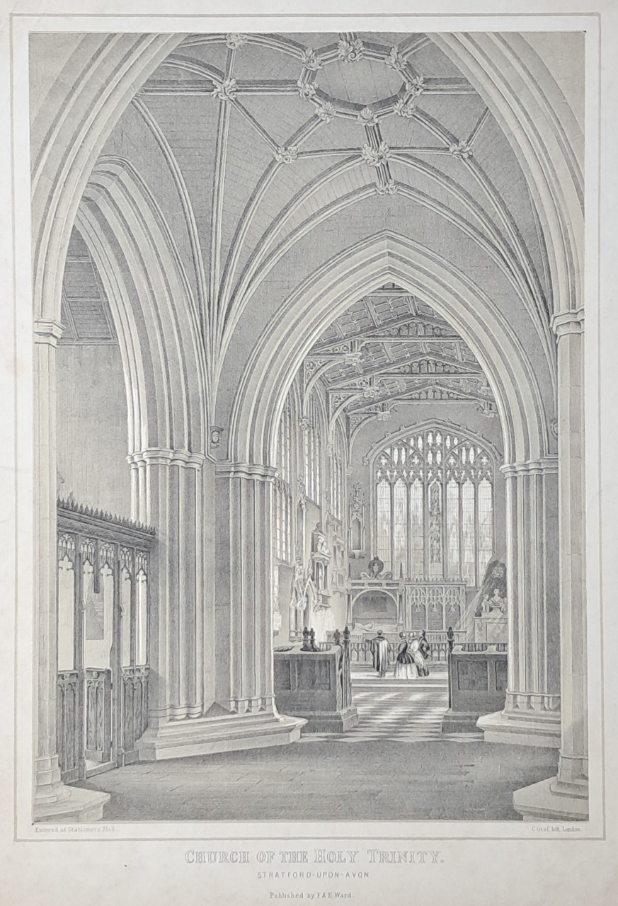 Lithograph - Church of the Holy Trinity. Stratford upon Avon - Graf