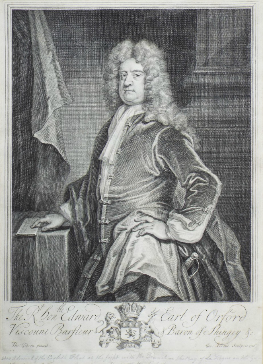 Print - The Rt. Honble. Edward Earl of Orford Viscount Barfleur & Baron of Shingey &c. - Vertue