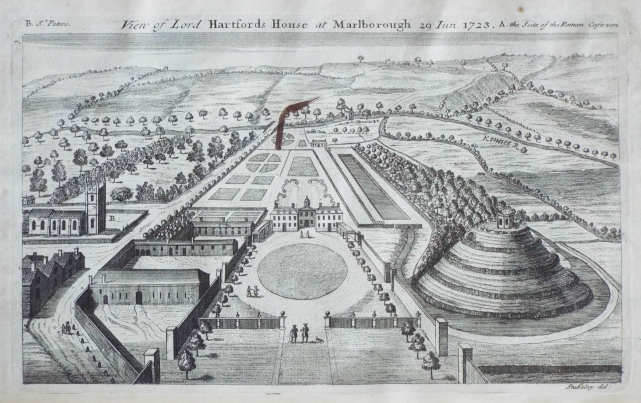 Print - View of Lord Hartford's House at Marlborough 29 Jun 1723.