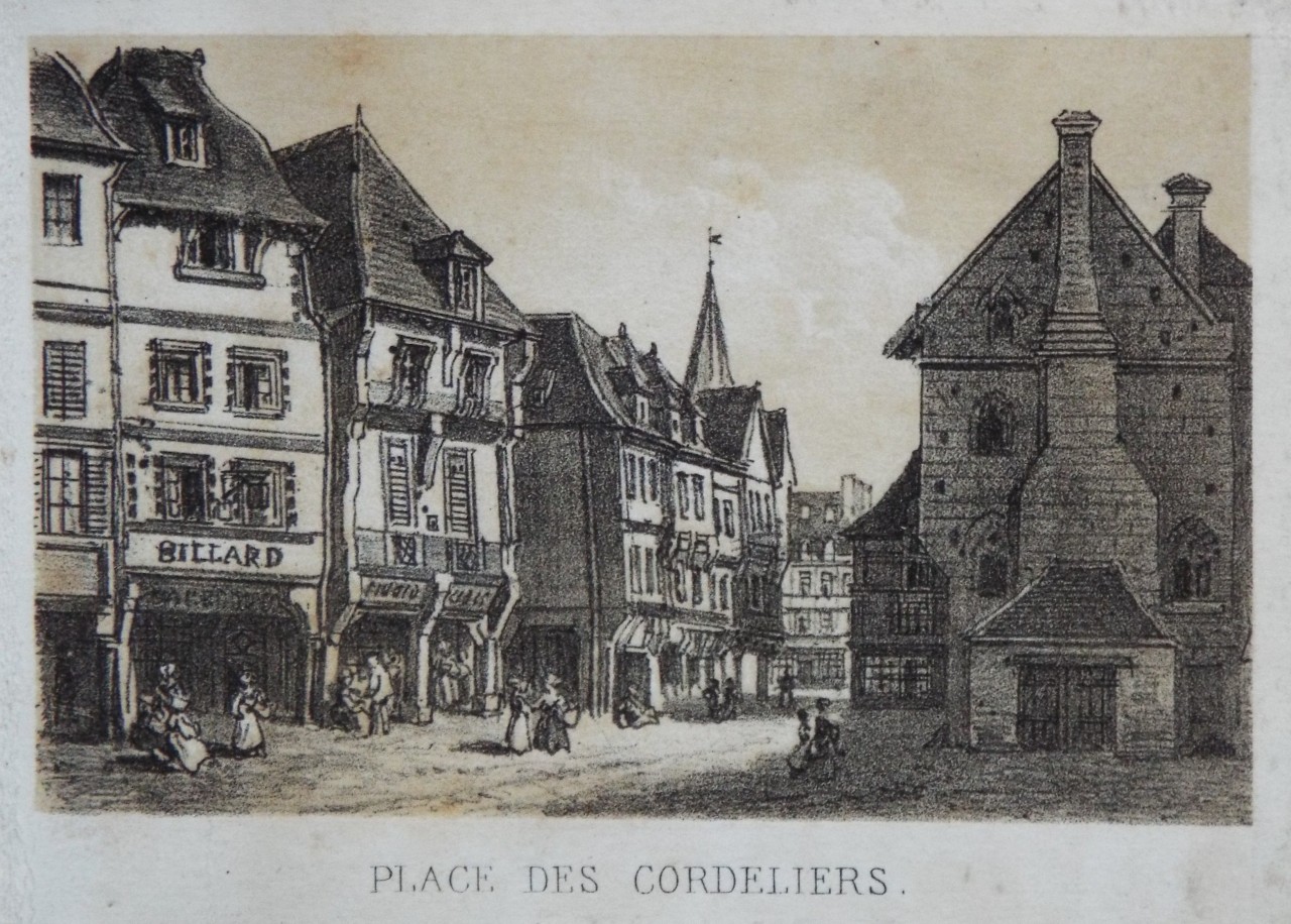 Lithograph - Place des Cordeliers.