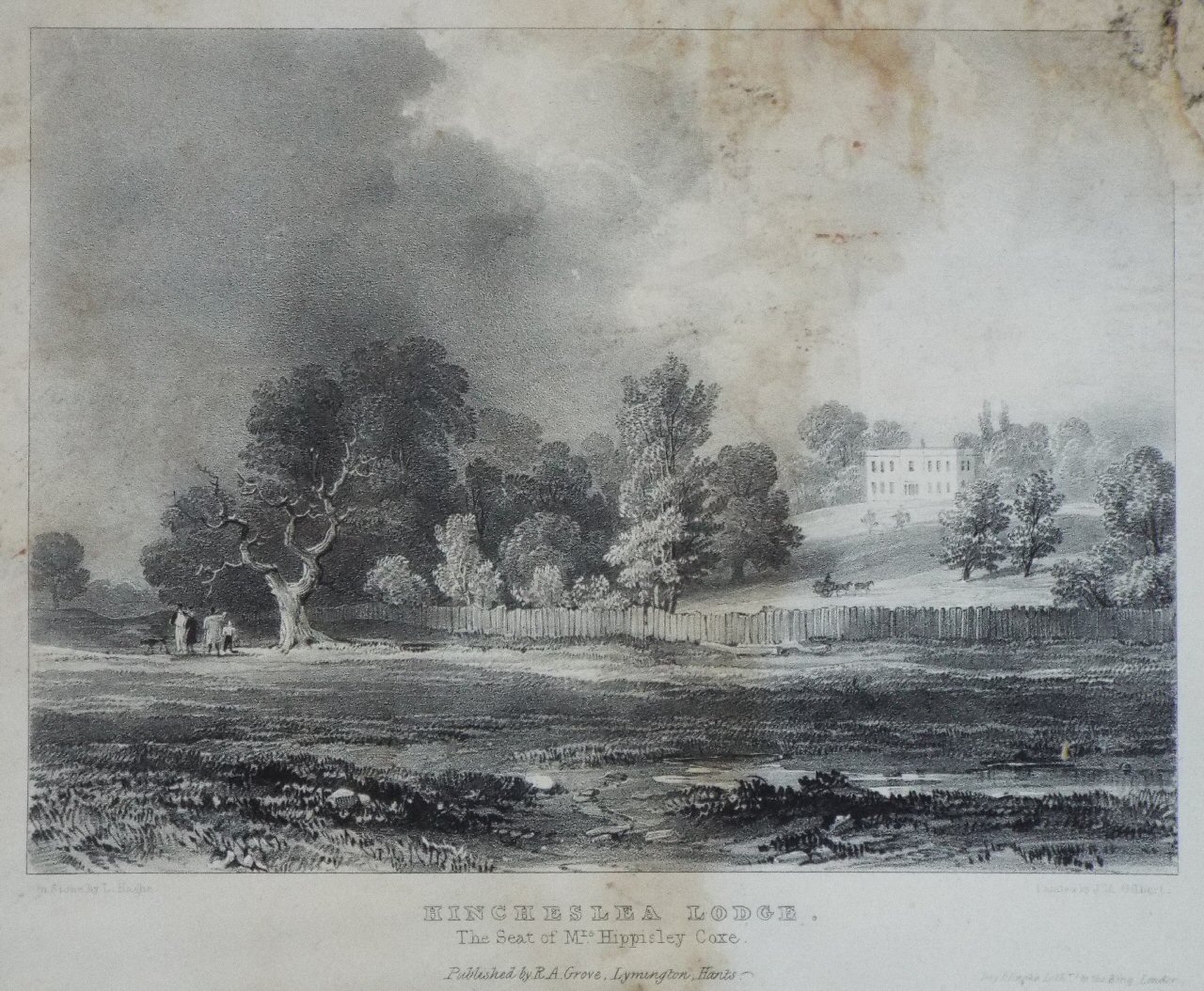 Lithograph - Hinchelsea Lodge, The Seat of Mrs Hippisley Coxe. - Haghe