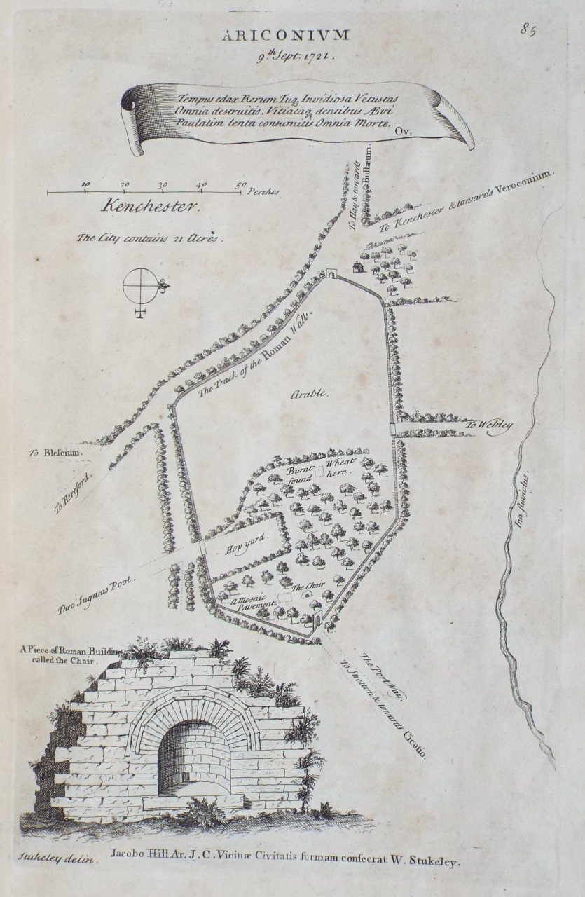 Print - Ariconium 9th Sept. 1721. Kenchester.