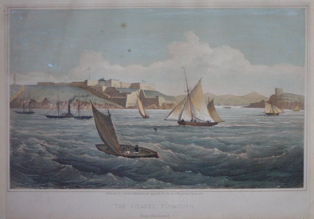 Lithograph - The Citadel, Plymouth from the Sound