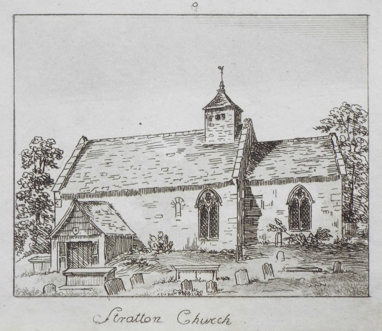 Etching with aquatint - Stratton Church
