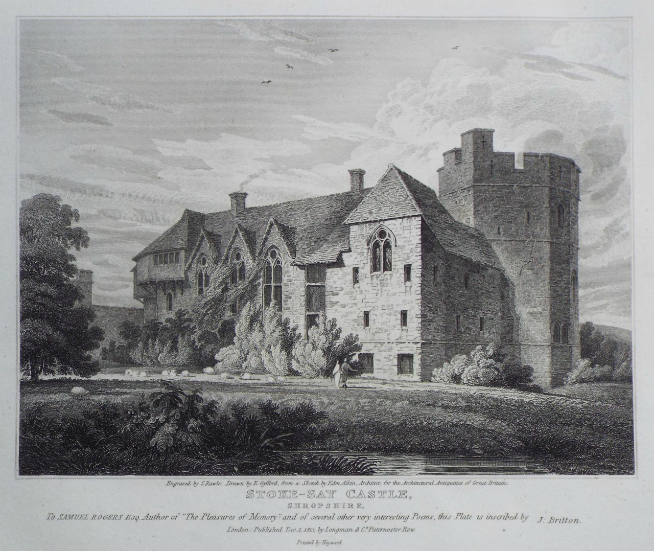 Print - Stoke-say Castle, Shropshire. - Rawle