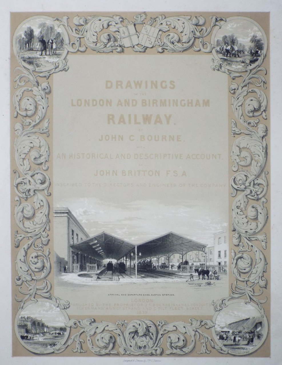 Print - (Title page) Arrival and Departure Shed, Euston Station. - Bourne