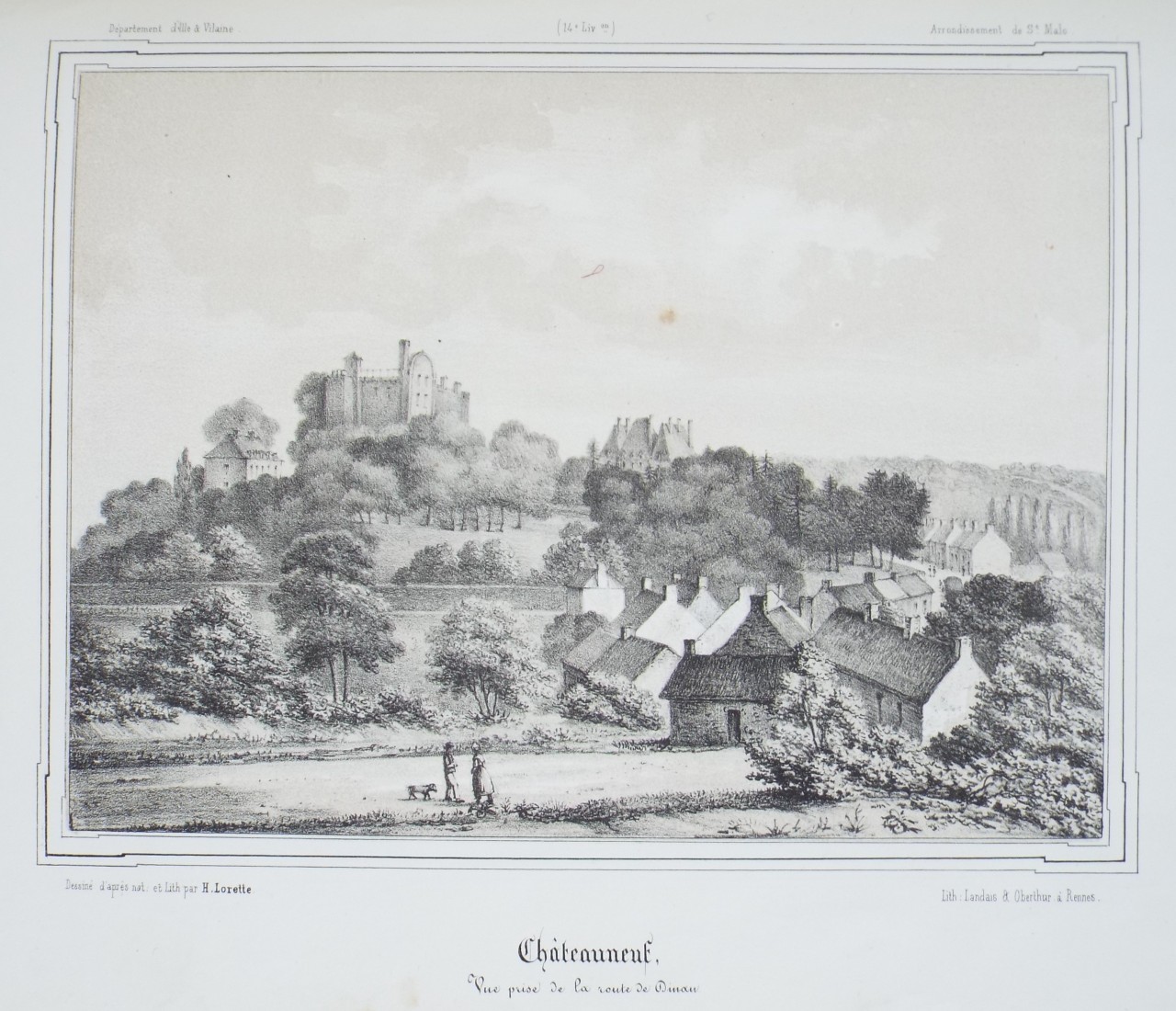 Lithograph - Chateauneuf - Lorette