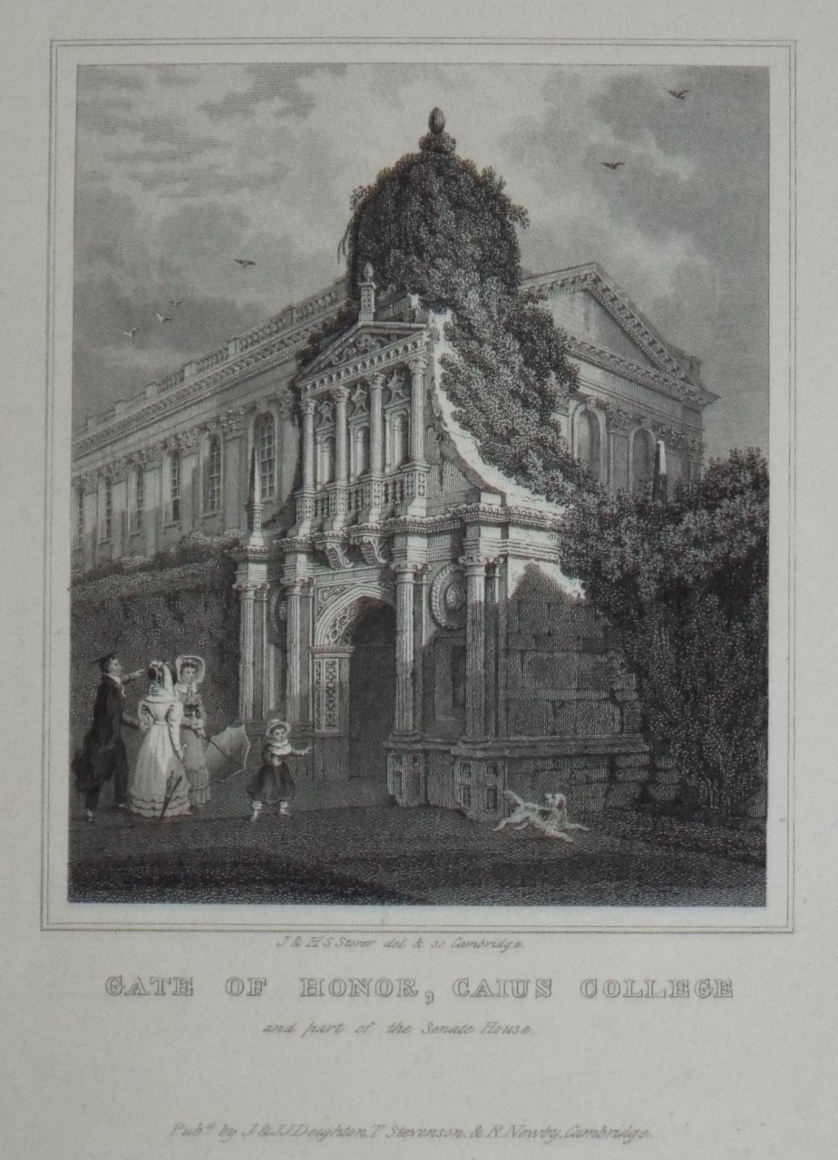 Print - Gate of Honor, Caius College and part of the Senate House. - Storer