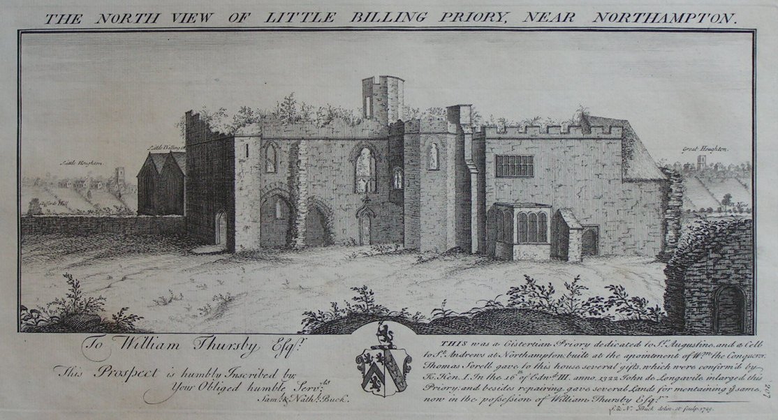 Print - The North View of Little Billing Priory Near Northampton - Buck