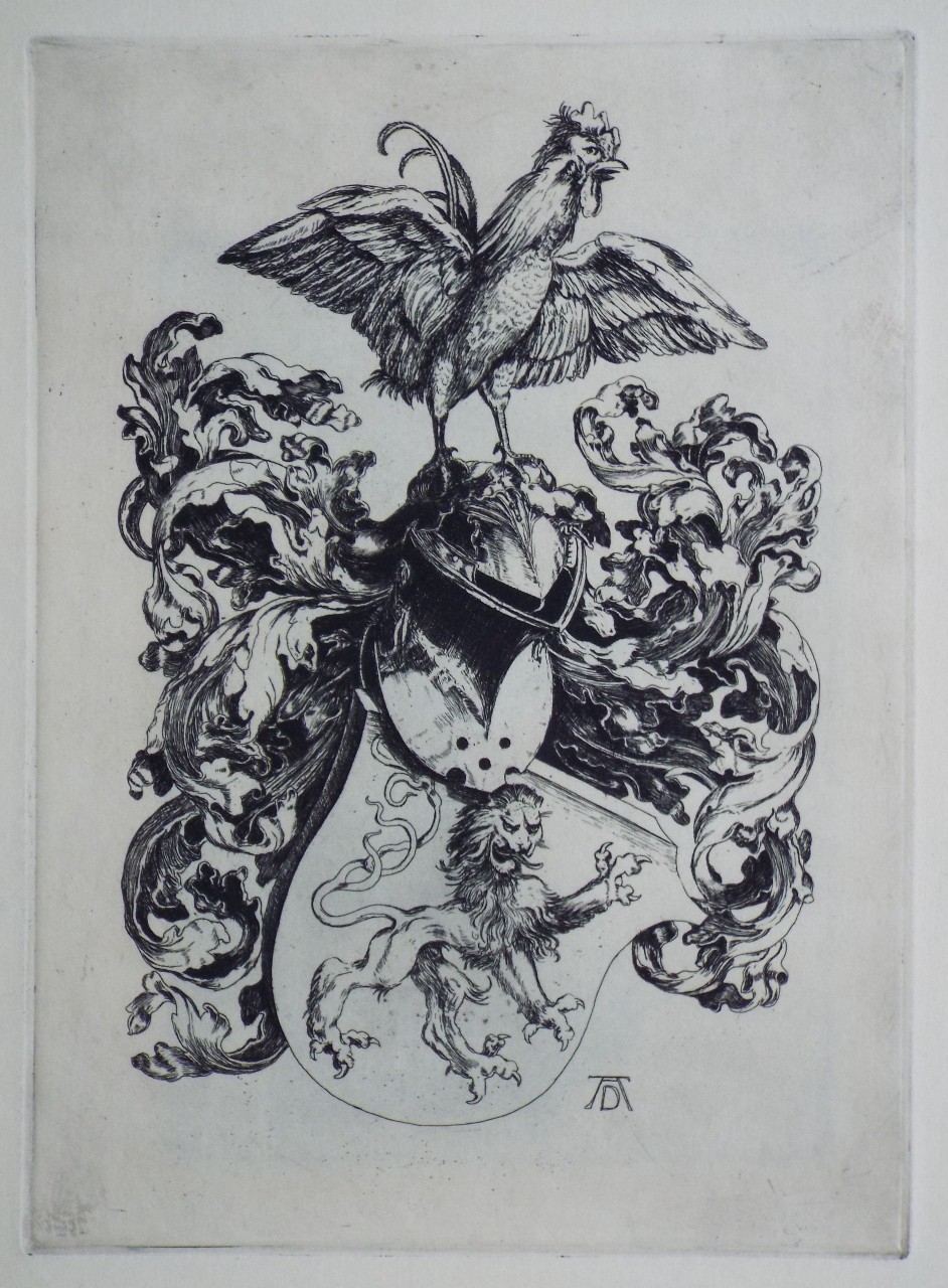 Etching - The Coat of Arms with Lion and Rooster